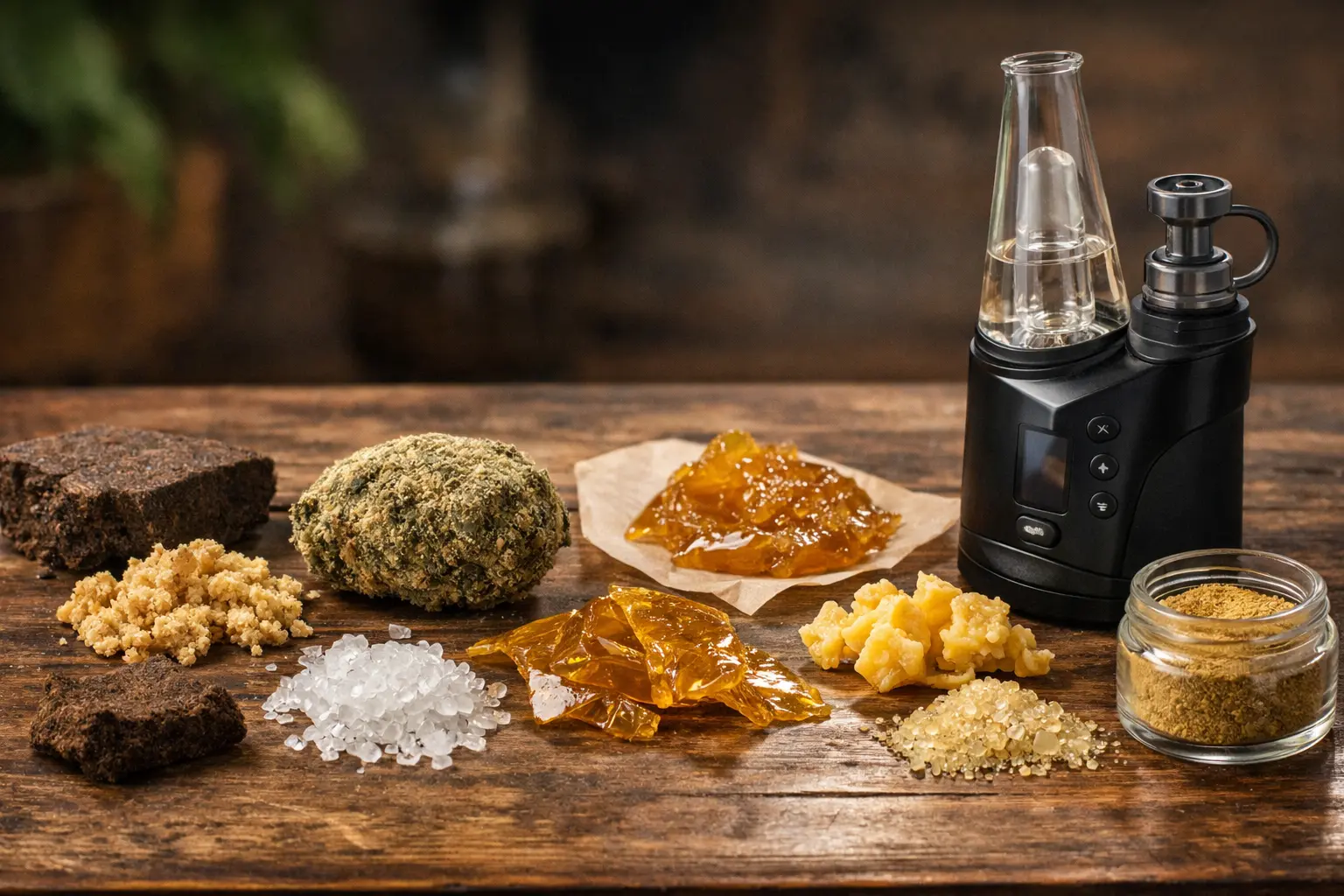 différents concentrés de CBD sur une table